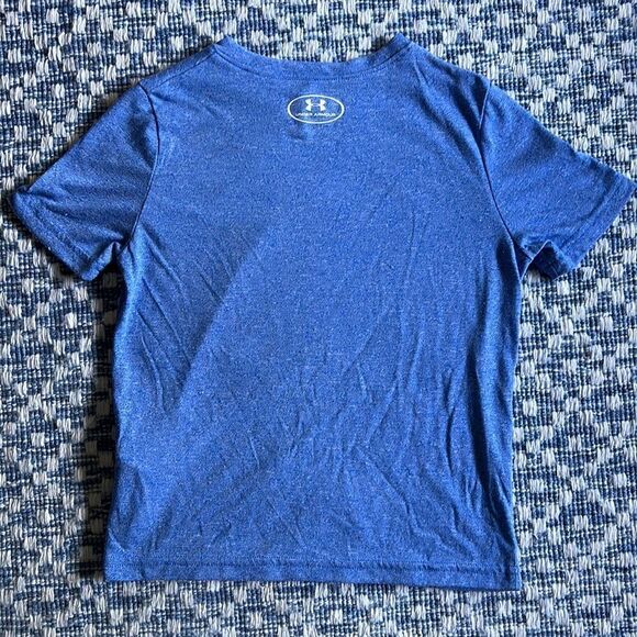 Under Armour YXS Blue Heather Short Sleeve Heat Gear Tee Shirt - Picture 5 of 6